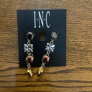 INC International Concepts Gold and Brown Dangle Earrings